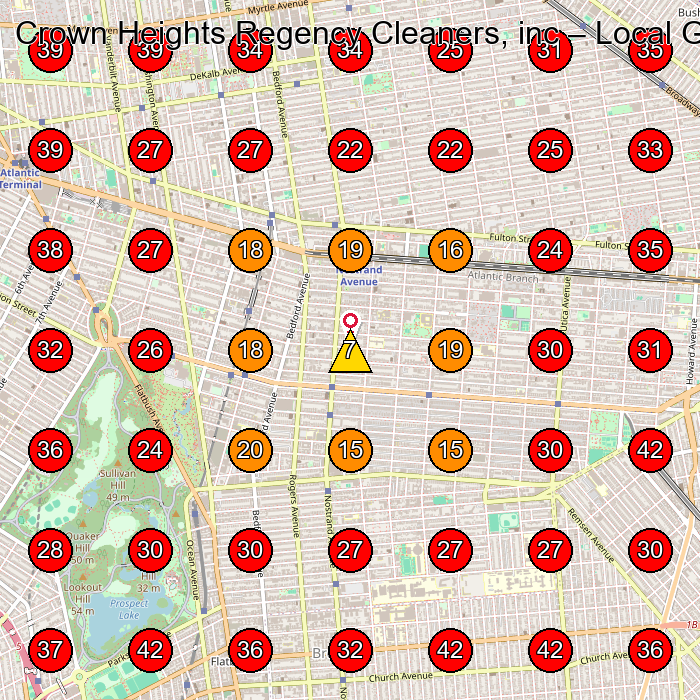 Crown Heights Regency Cleaners, inc GeoGrid visibility map for Laundry Service in None